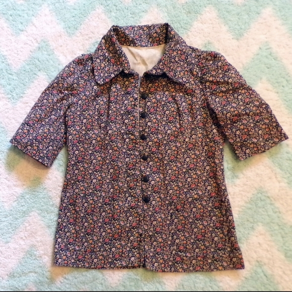 1970's does 1930's CALICO FLORAL JACKET xs s - Picture 8 of 9